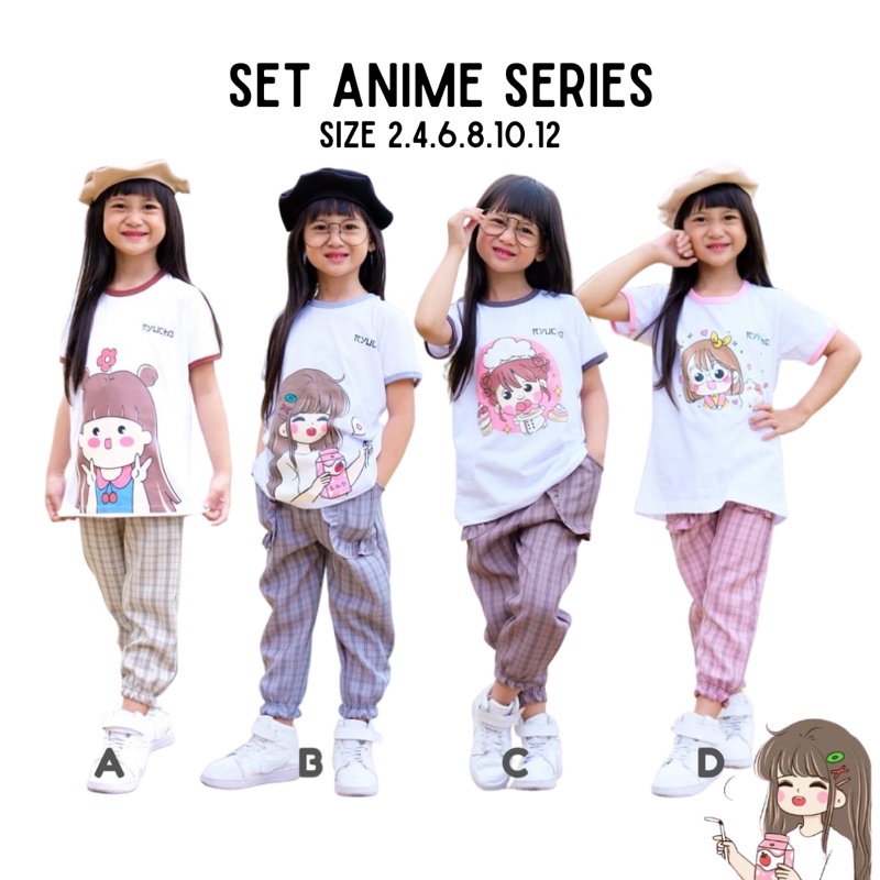 SETELAN KAOS CELANA ANAK PEREMPUAN CEWEK ANIME SERIES RYUCHO WARNA PUTIH