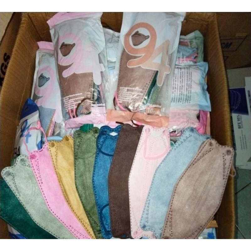 Masker KF94 Warna Pastel/Hitam/Putih