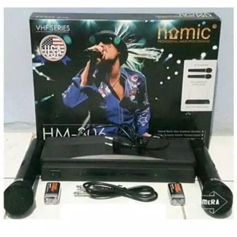 HOMIC HM-306 // Mic Wireless Double // Microphone Wireless // Mic Tanpa Kabel