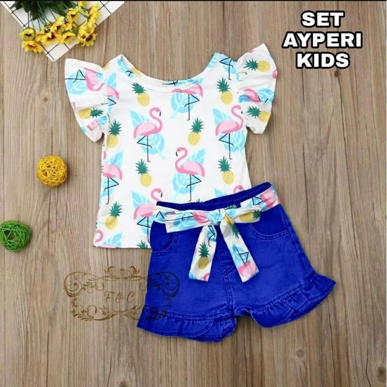 SET AYPERI KID FASHION PAKAIAN ANAK PEREMPUAN SETELAN BAHAN BABYTERRY FEHM