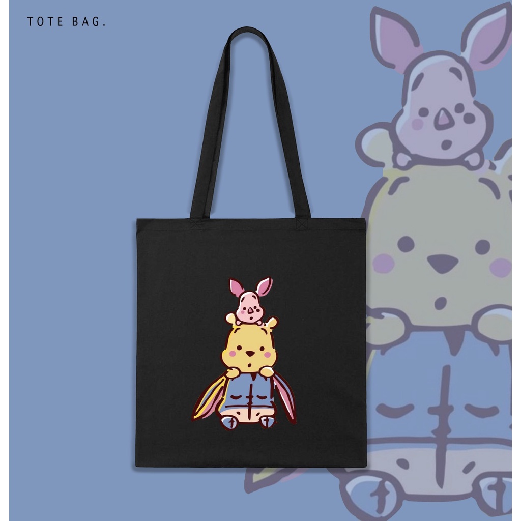 TOTE BAG WANITA / POOH &amp; FRIENDS / TAS LES / TAS KULIAH / TAS SANTAI / BAHAN KANVAS / SOUVENIR