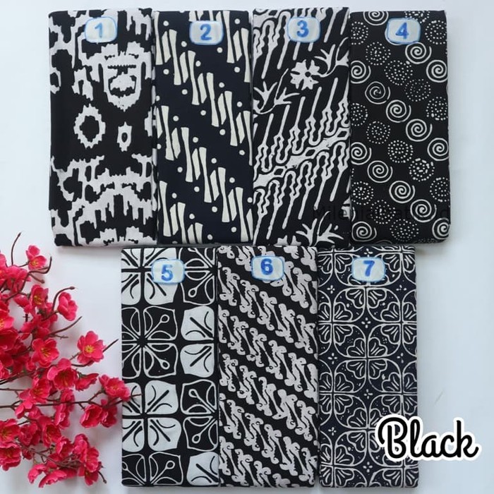 Jarit / Jarik / Kain Batik Cap Garutan Premium Modern Hitam Meteran