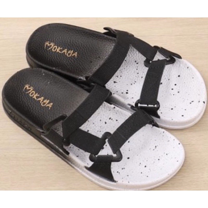 [BEST SELLER] Sandal Slop Semi Let Gunung Wanita Warna Sembur Tali Sambung Keren Import Mokaya/Size 37-41(2059-B1)-Hitam
