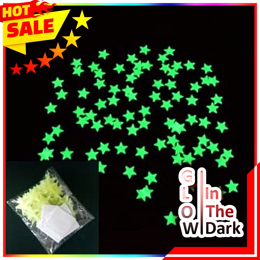 Star Wall Sticker Stiker Bintang Glow In The Dark Dinding Wallsticker - Star Glow In The Dark Isi 100 Pcs