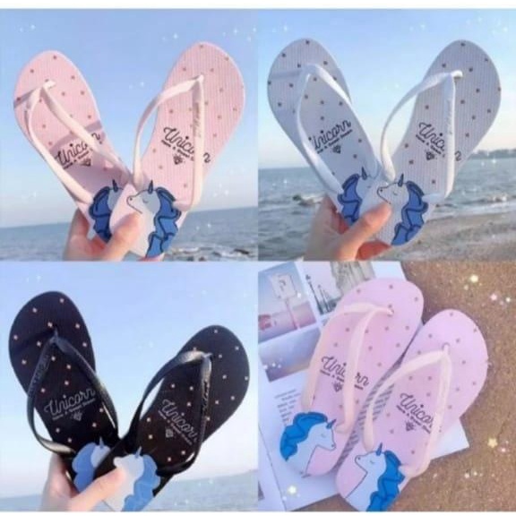 sandal jepit cewe dewasa motif unicorn