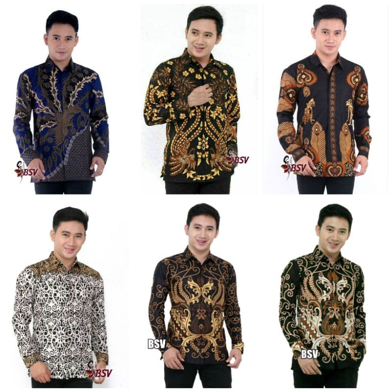 KEMEJA BATIK PRIA LENGAN PANJANG SIZE M L XL XXL BSWART Batik HRB026 kenango hem panjang padi