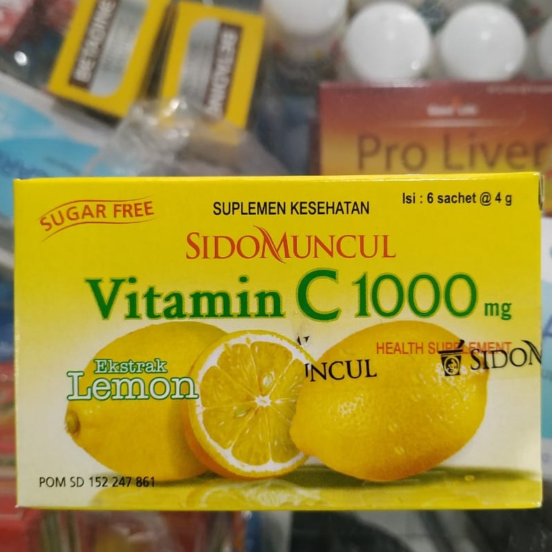 Vitamin C 1000 Mg Sidomuncul 1 Box 6 Sachet Untuk Daya Tahan Tubuh Rasa Ekstrak Lemon Shopee Indonesia