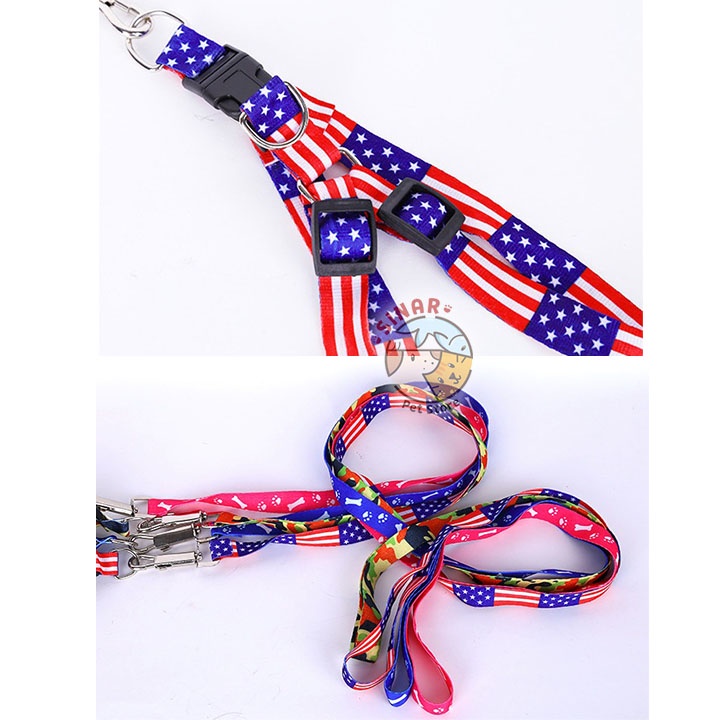 Harness Motif S M L XL Tali Tuntun Jalan Hewan Kucing Anjing Leash Cat Dog Badan Kelinci