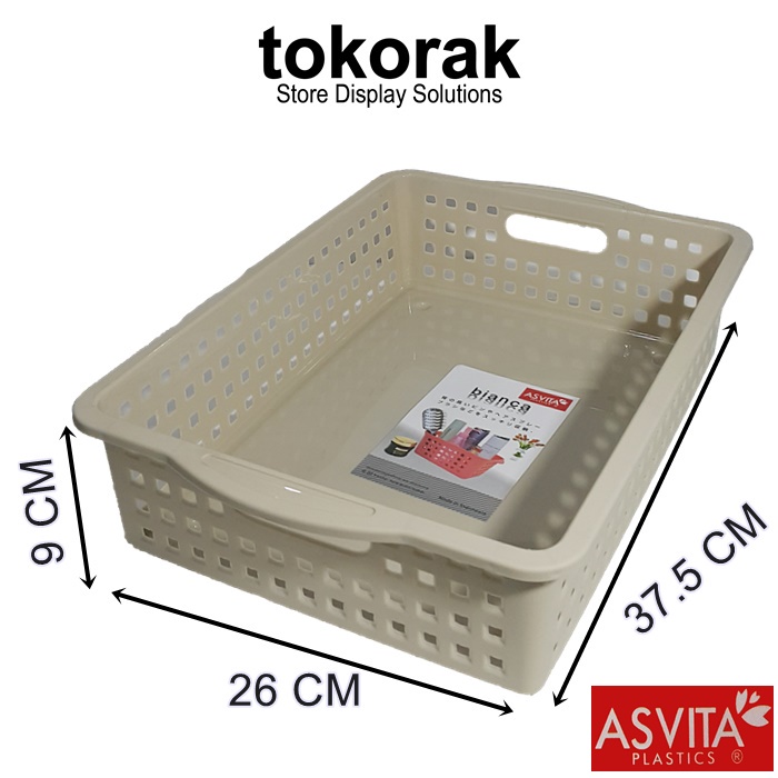 KERANJANG BIANCA BK-186 ASVITA STORAGE BASKET KERANJANG PLASTIK SEGI