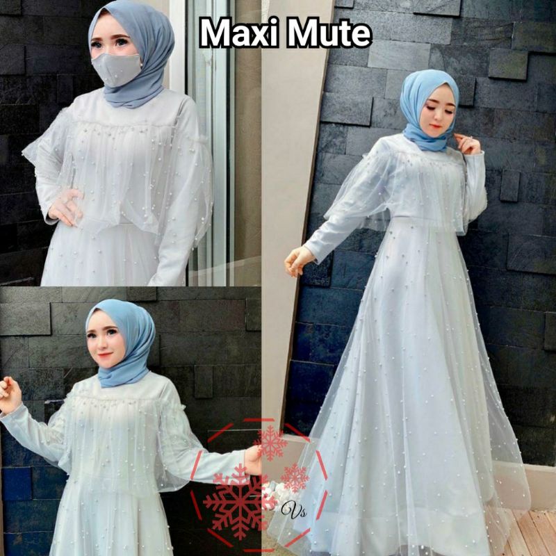 COD☑️Pakaian Gamis Wanita/Maxi Mute/Matt Moscrepe Di Lapis Tille/Mutiara Warna Tembak Asli/Pakaian Muslim Wanita/Busana Muslim Wanita/Good Quality