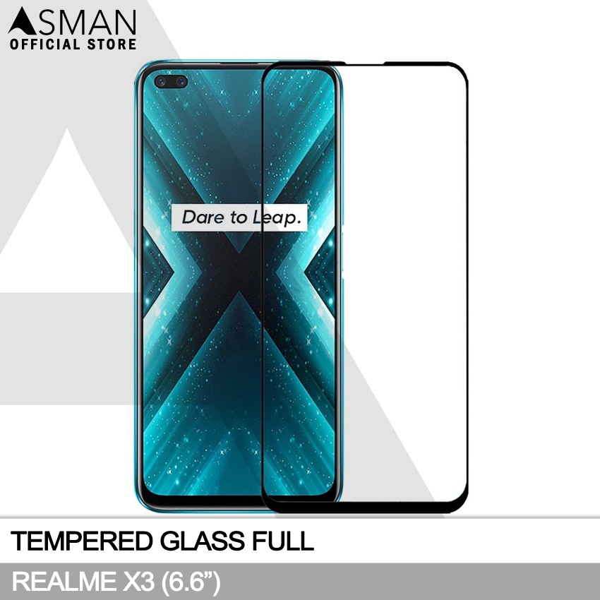 Tempered Glass Full Realme X3 (6.6&quot;) | Anti Gores Kaca - Hitam