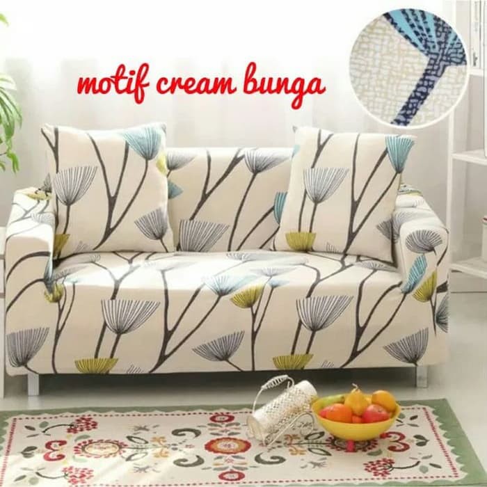 Cover Sofa / Sarung Sofa 123 Seater Motif Bunga Bonus Sarung Bantal