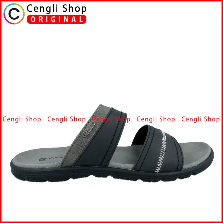 SANDAL SLIDE PAKALOLO PRIA ORIGINAL CASUAL KULIT ASLI HITAM PB48