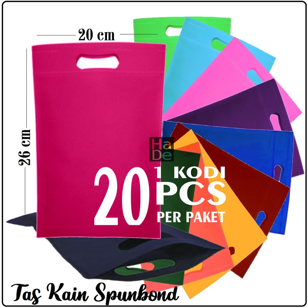 

1 Kodi isi 20 Tas Kain Spunbond / Goodie Bag Model Oval Ukuran S = 20x26 cm Kantong Souvenir Murah