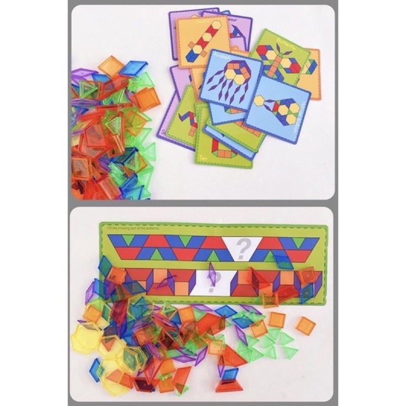 transparent pattern blocks balok geometry anak shape blocks