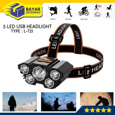 5 LED Senter Kepala Headlamp L-T21