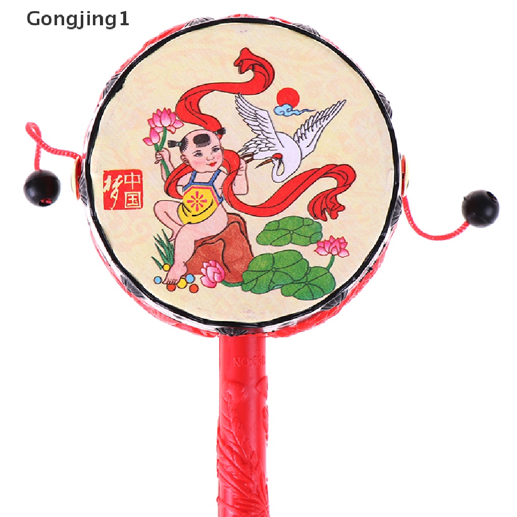 Gongjing1 1Pc Mainan rattle Genggam Tradisional Cina Motif Kartun Untuk Bayi