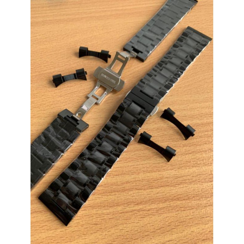 Strap Tali Jam Tangan Rante hitam Stainless steel 2fungsi