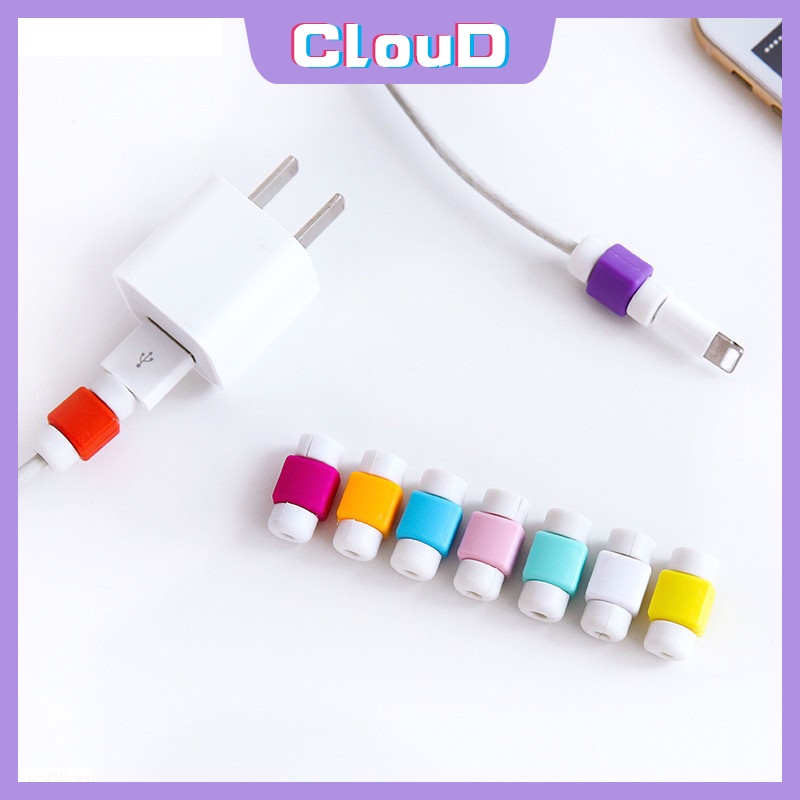 1pc / 5pcs Pelindung Kabel Data USB Warna Permen Untuk iPhone / Android