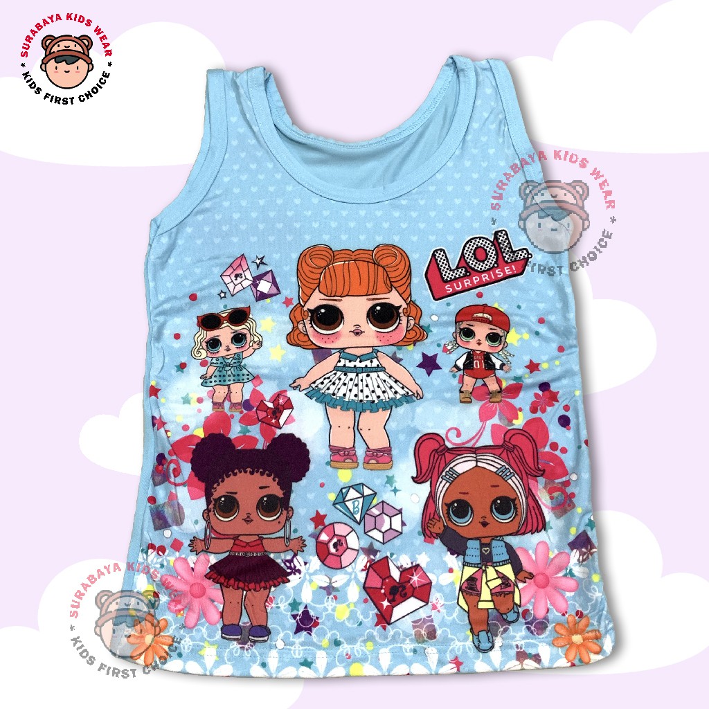 Atasan Singlet Anak Perempuan Motif Frozen Tali Besar Tiana