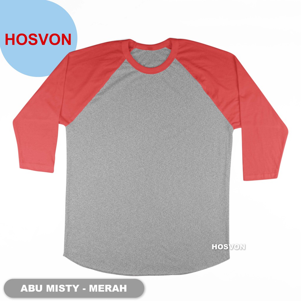 ABU MISTY - MERAH Raglan Lengan 3/4 COTTON COMBED 20s (PRIA &amp; WANITA)