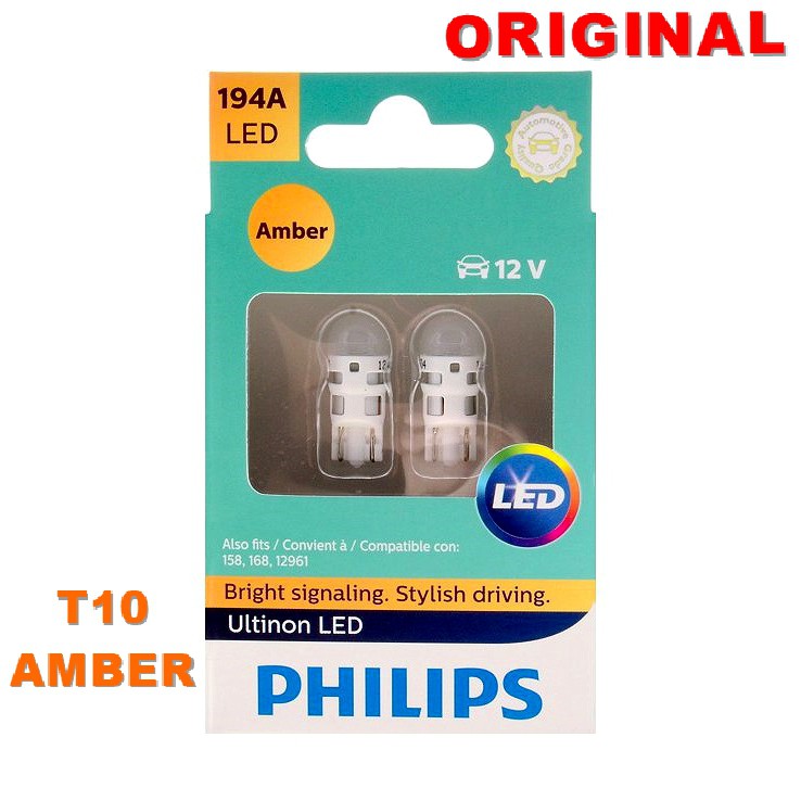 Philips Ultinon LED T10 Amber Yellow - Lampu Senja Mobil Motor Kuning
