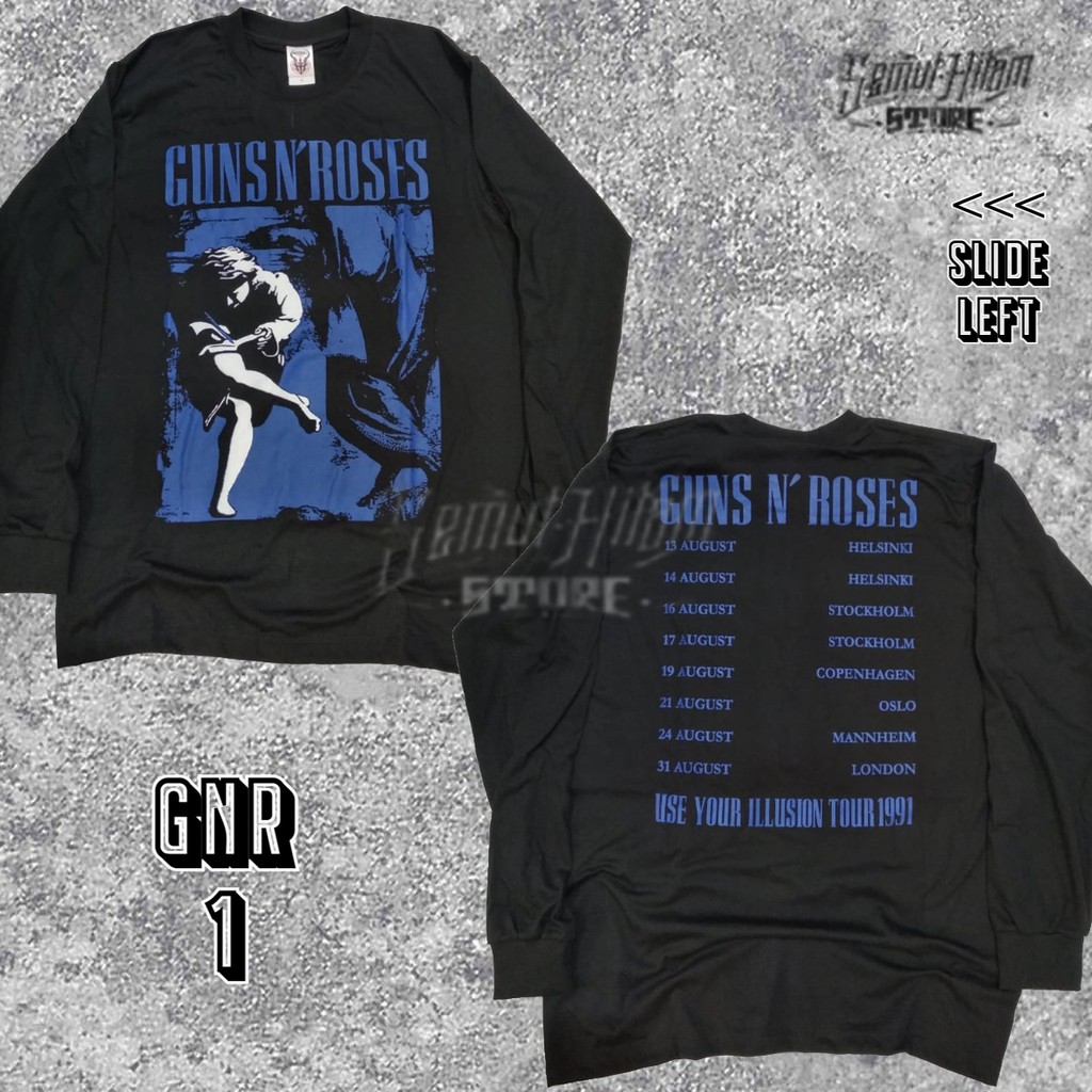Kaos Panjang GUNS N ROSES GNR USE YOUR ILLUSION Longsleeve Band Musik Rock Prapatan Rebel ORIGINAL