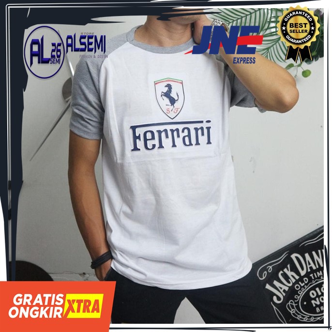 Alsemi KP007 kaos  distro pria  logo timbul ferari murah 