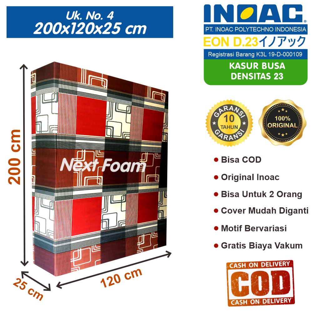 Kasur Busa Inoac Ukuran No 4 200x120x25 cm Tebal 25 cm EON D23 ORIGINAL INOAC Garansi 10 Tahun Asli