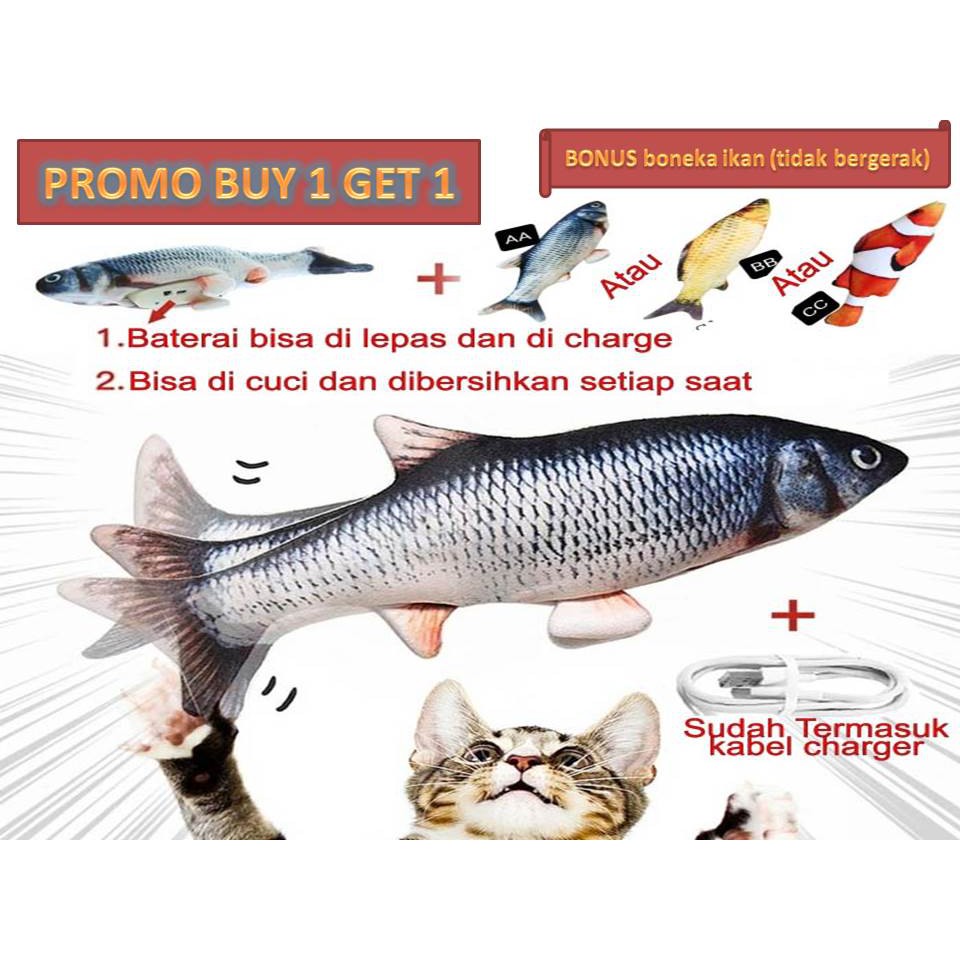 BUY 1 GET 1 mainan kucing puppy gigitan ikan lopster catmint toys bergerak moving catnip fish