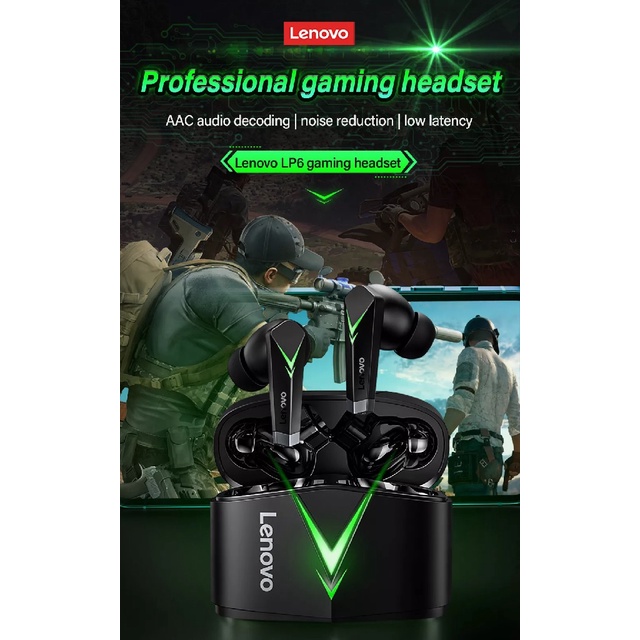 LENOVO LivePods LP6 - TWS Gaming Bluetooth Earphone - HiFi Low Latency