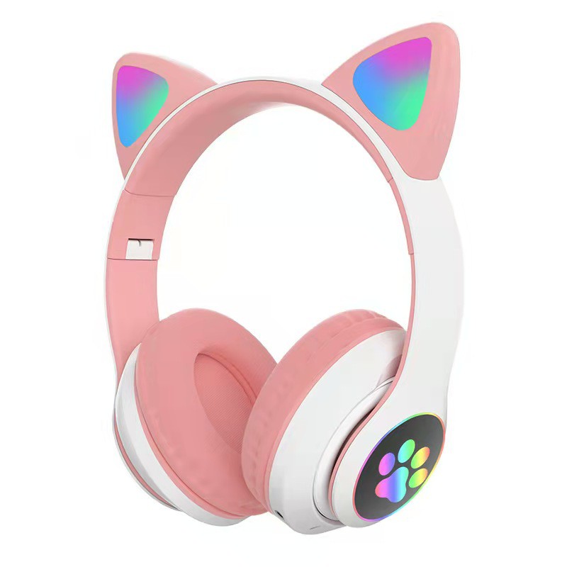 HEADPHONE CAT EAR BLUETOOTH WIRELESS STN 028 / HEADPHONE BLUETOOTH / HEADPHONE KUCING LED GAMING