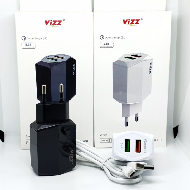 Charger Vizz TC06 2USB 5A Flash Charging / Qualcomm Quick Charge 3.0 Original Vizz