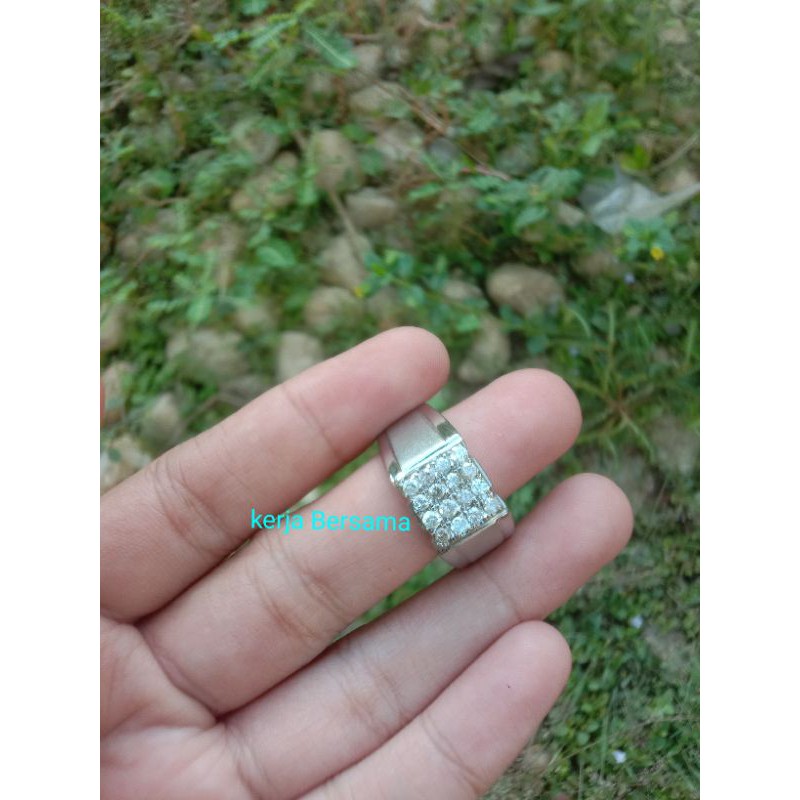 cincin pria batu berlian eropa ikat perak