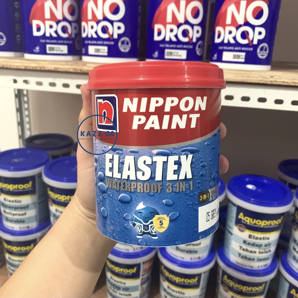 ASLI 100% ELASTEX 3 IN 1 NIPPON PAINT 1KG / 1 KG WARNA LENGKAP PUTIH ABU ABU BIRU HITAM MERAH HIJAU 