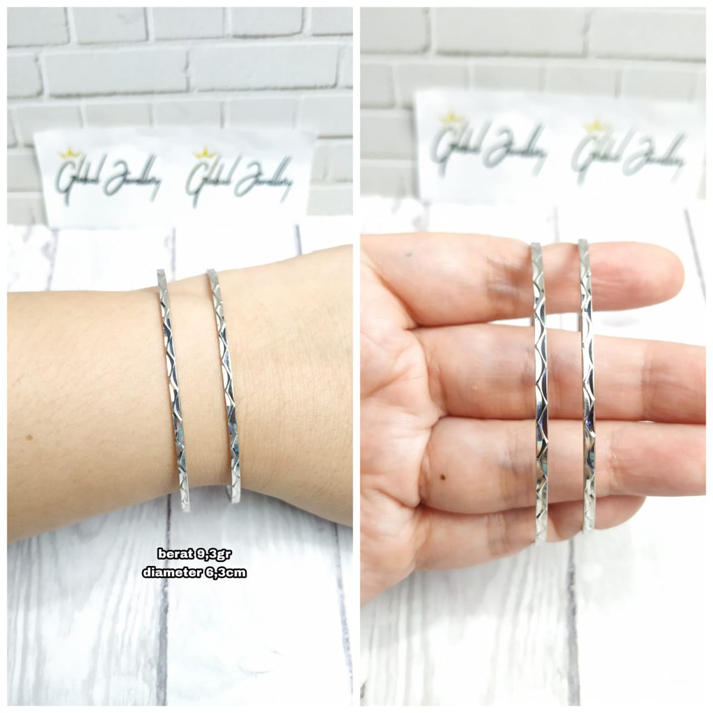 GELANG KERONCONG UKIR GELOMBANG PERAK ASLI S925 GLOBAL JEWELLERY CI059