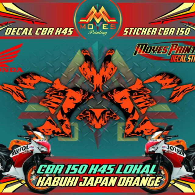 Decal Sticker motor Cbr Fullbody Sticker Motor Cbr k45/150L kabuki japan orange