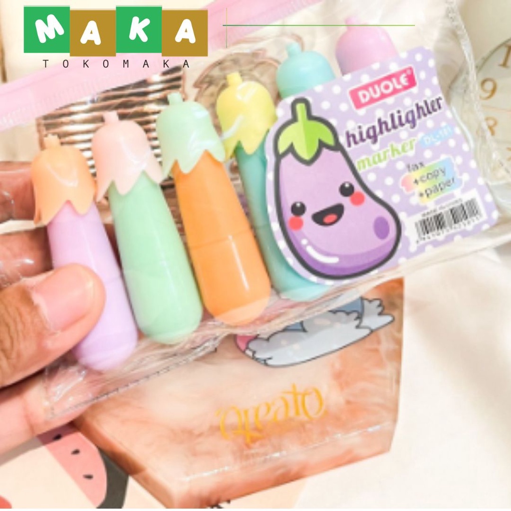 

highlighter satu set bentuk terong stabilo terong isi 6 alat tulis kantor penanda tulisan bentuk sayuran lucu perlengkapan sekolah import atk murah