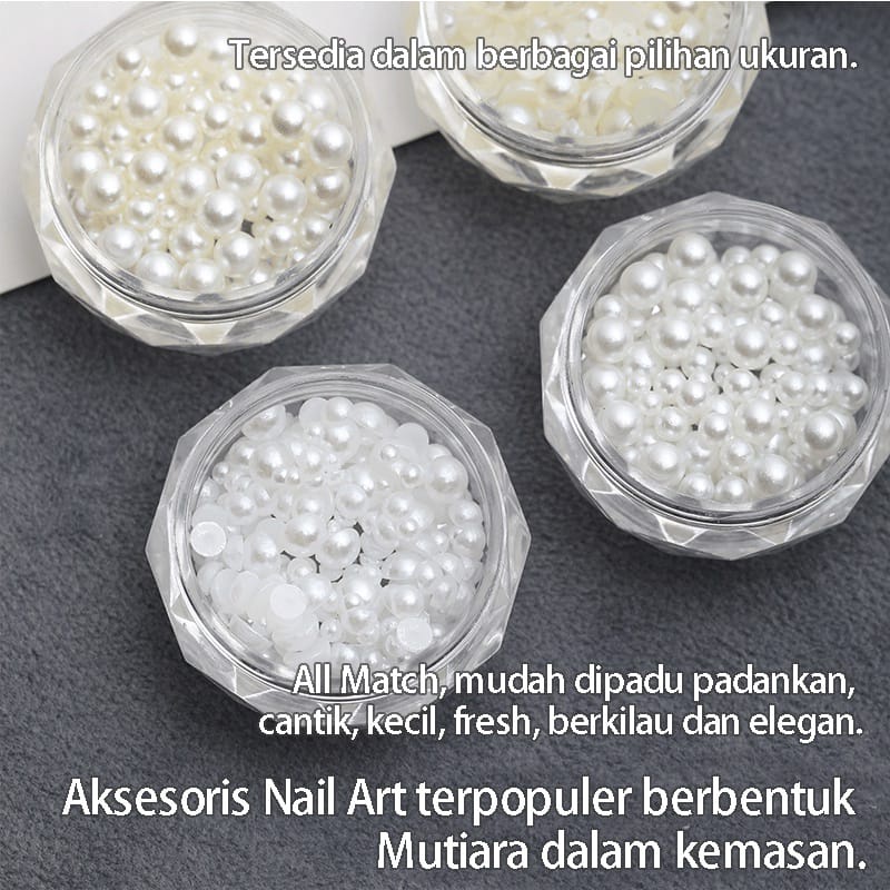 Nail Art, Aksesoris Nail Art, Nail Art Accessories Glitter Powder, Flakes, Pearl, Round, Aksesoris Nail Art, Hiasan Nail Art