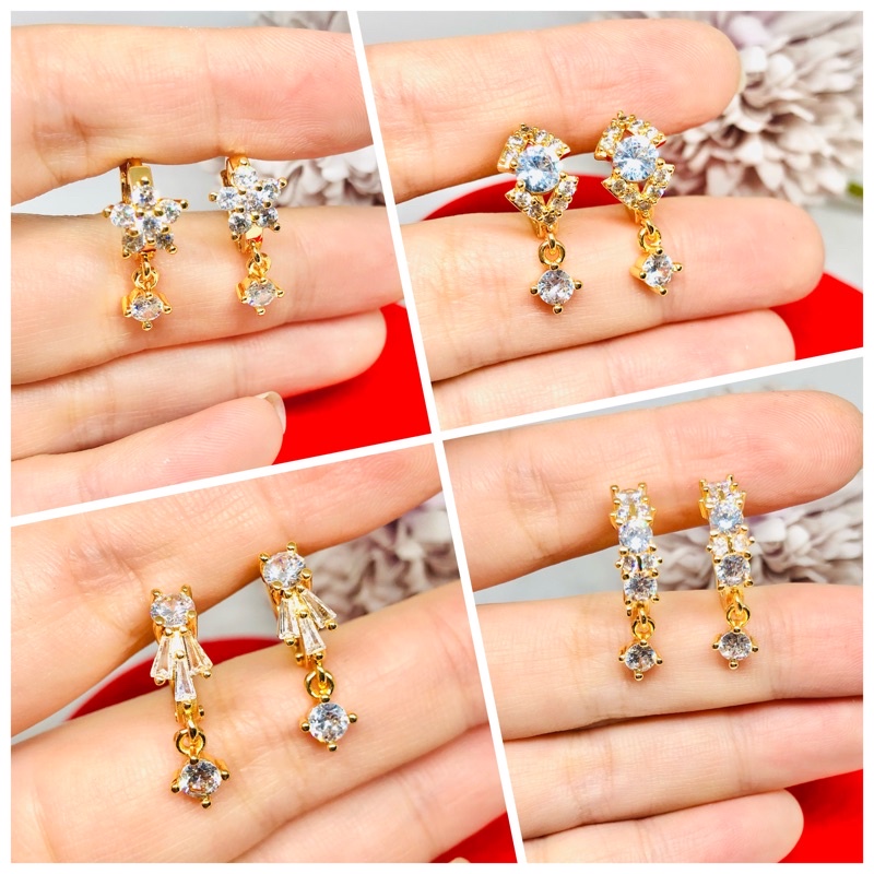 Anting jepit permata jurai emas Xuping dewasa