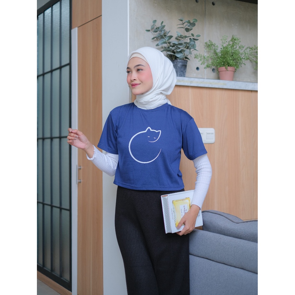CUCI GUDANG Baju Atasan Wanita Terbaru Kaos Crop Top COTTON ROOUNDCAT
