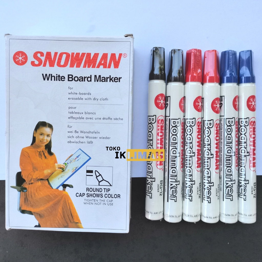 

Spidol SNOWMAN Boardmarker BG-12 / White Board BG12 / Untuk Papan Putih / 1 Pcs