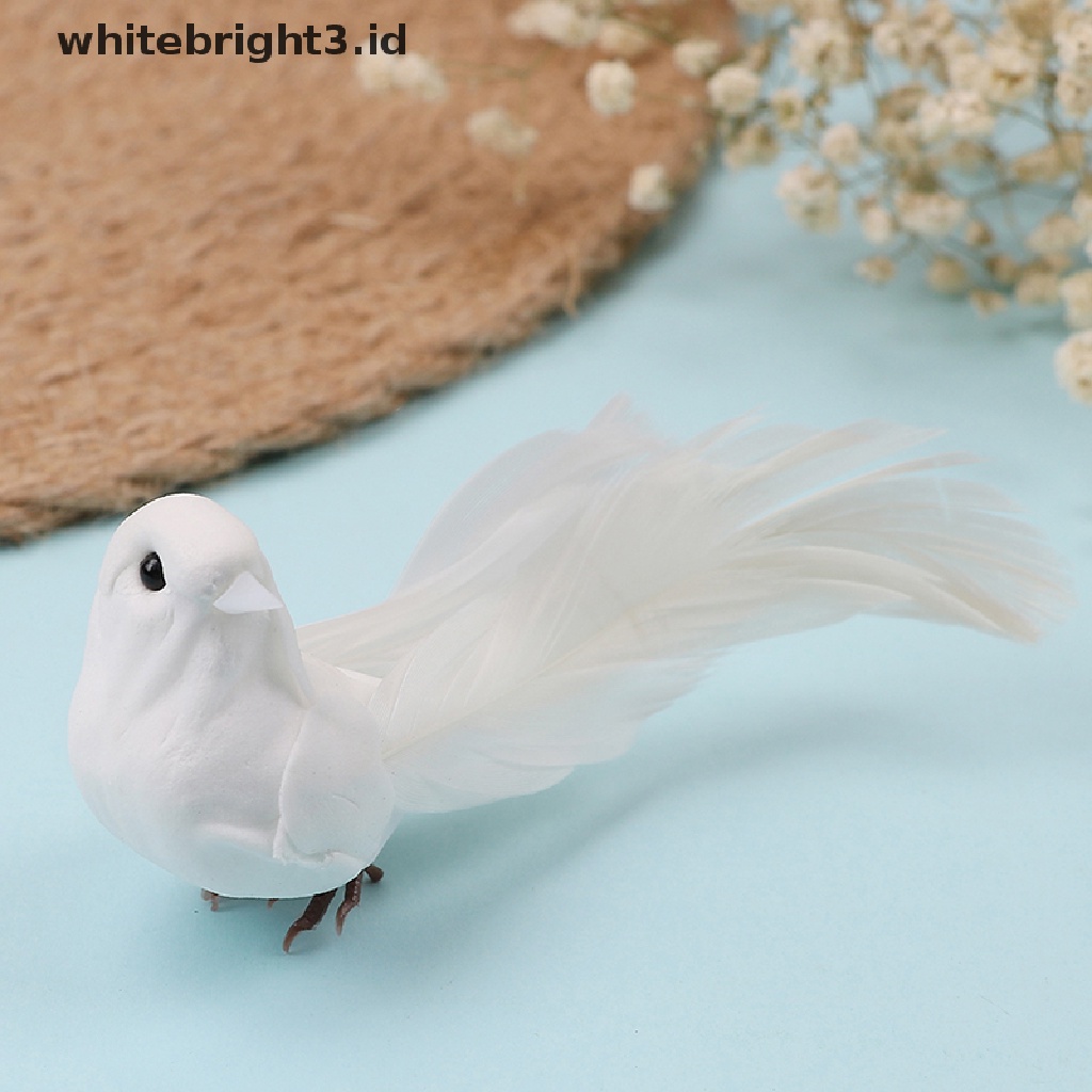 (whitebright3.id) 1pc Mainan Burung mini Imitasi Bahan Busa + Bulu Untuk Dekorasi