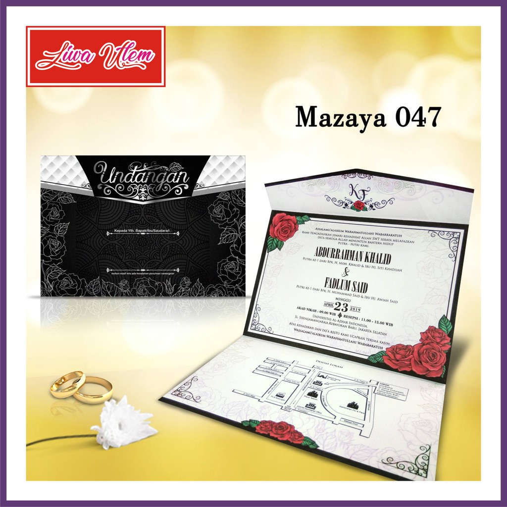 

Undangan Hardcover Hitam single Board bisa tambah amplop