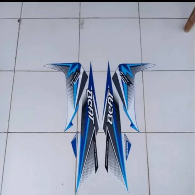Striping beat fi idling stop 2018 biru putih