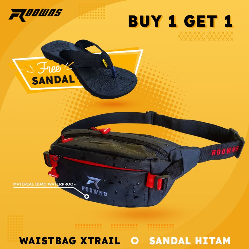 Tas Selempang Pria Waterproof Waist Bag FOSGATE Anti Air Free Sendal Gunung Jepit Xtrail