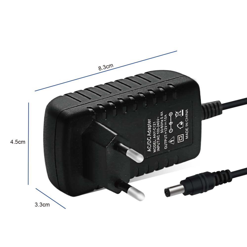 ADAPTOR DC 12V 1A IN: 220V AC POWER SUPPLY 2.1X5.5MM ADAPTER LED CCTV