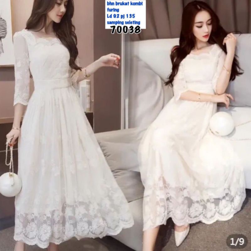 DRESS PUTIH WHITE DRESS BANGKOK PREMIUM LONGDRESS KOREA LOOK