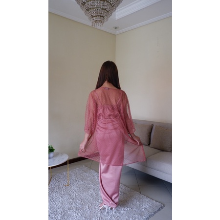 Arunika Set by NAMELIS -  READY SUDAH SATU SET Outfit Baju Pesta Bahan Satin Tile Dot untuk Kondangan Pesta Wisuda Graduation Lamaran Seserahan