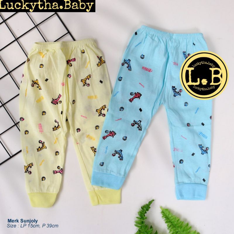 3pcs _celana panjang bayi happy Time Putih buka kaki tutup kaki / Sunjoly pth /c.pj.happy time print